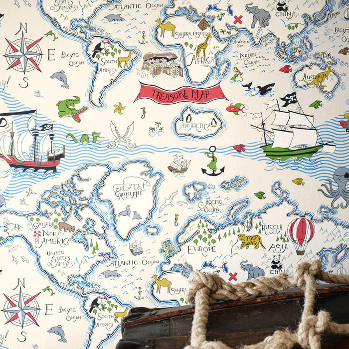 Treasure Map WP - Abracazoo Wallpapers azul e branco  