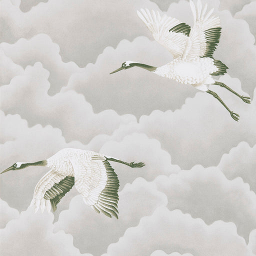 Papel de parede Cranes In Flight - Palmetto cinza